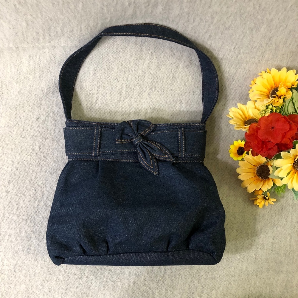 NWOT - Dark Navy Denim Bow Handbag
